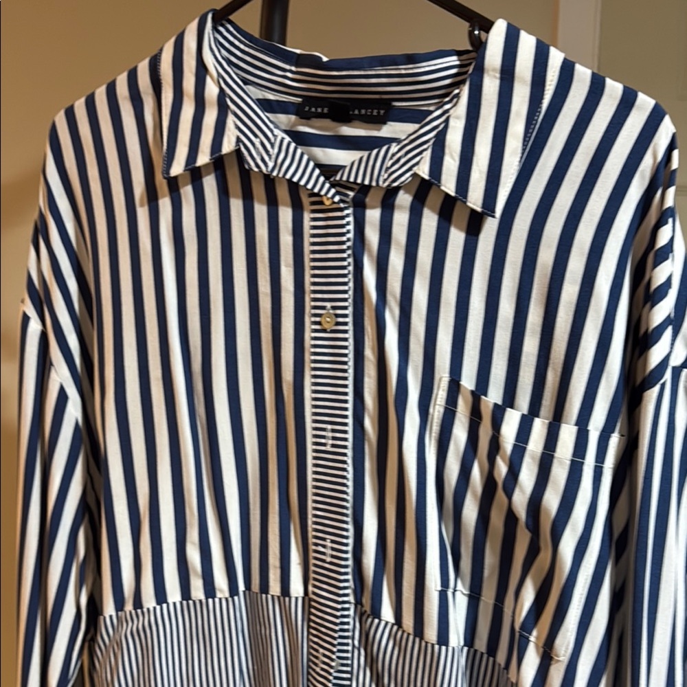 Jane Delaney Navy and White Striped Blouse